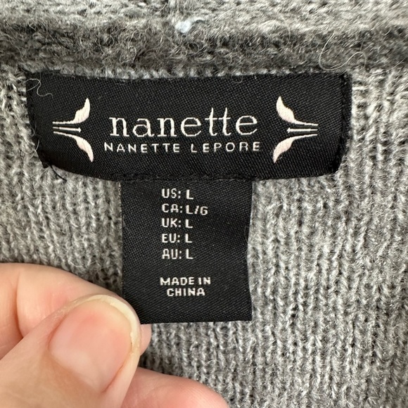 Nanette Lepore Gray Waterfall Open Front Cardigan Sweater Two Tone Size Large - Picture 7 of 10